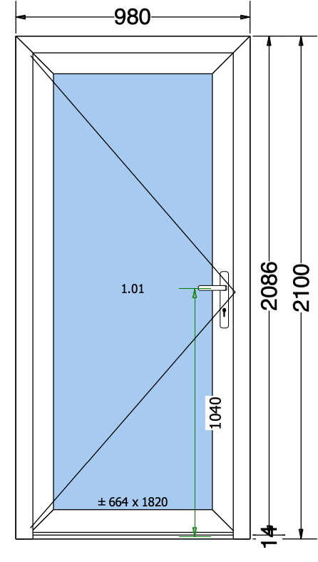 Porta in vetro bianco - 980x2100