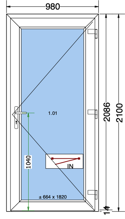 Porta in vetro bianco - 980x2100