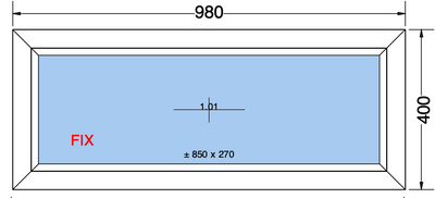 VAST RAAM WIT - 980x400 MM