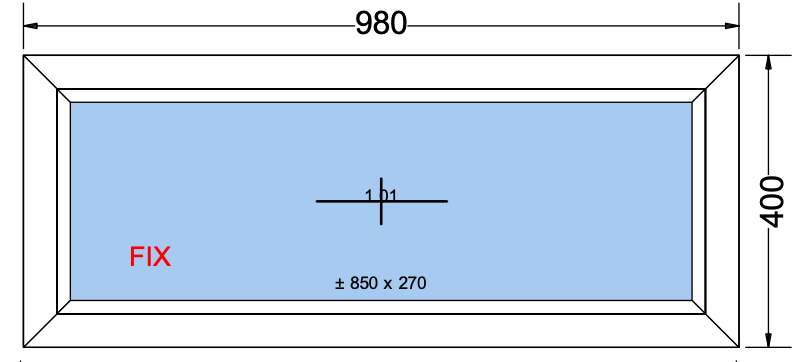 Vast raam antracietgrijs - 980x400 mm