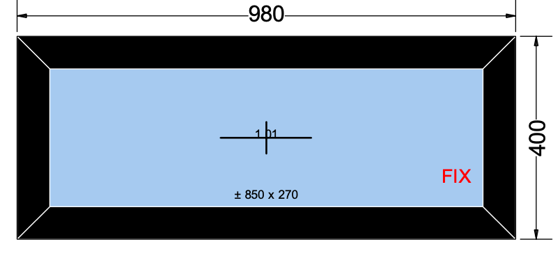 Vast raam zwart - 980x400 mm