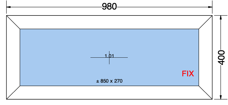 VAST RAAM WIT - 980x400 MM