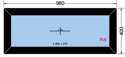Finestra fissa nero esterno bianco interno - 980x400 mm