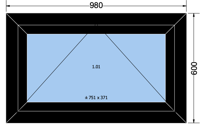 Kiep raam zwart - 980x600 mm