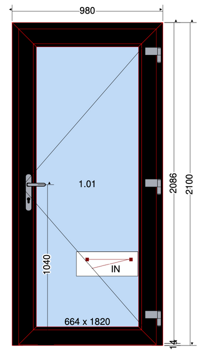 PORTA VETRO NERO - 980X2100