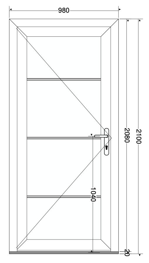 Sierdeur inox strepen wit - 980x2100 mm