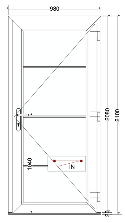 VETRO PORTA ANTRACITE - 980X2100 MM