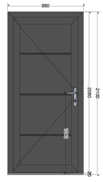 DEUR INOX STREPEN ANTRACIET - 980X2100 MM