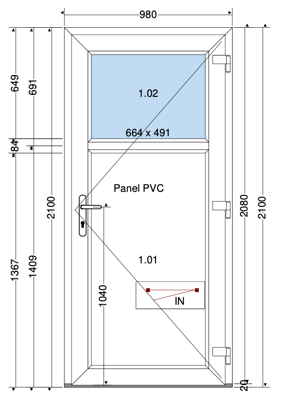 PORTA 1/2 PANNELLO ANTRACITE - 980X2100 MM 