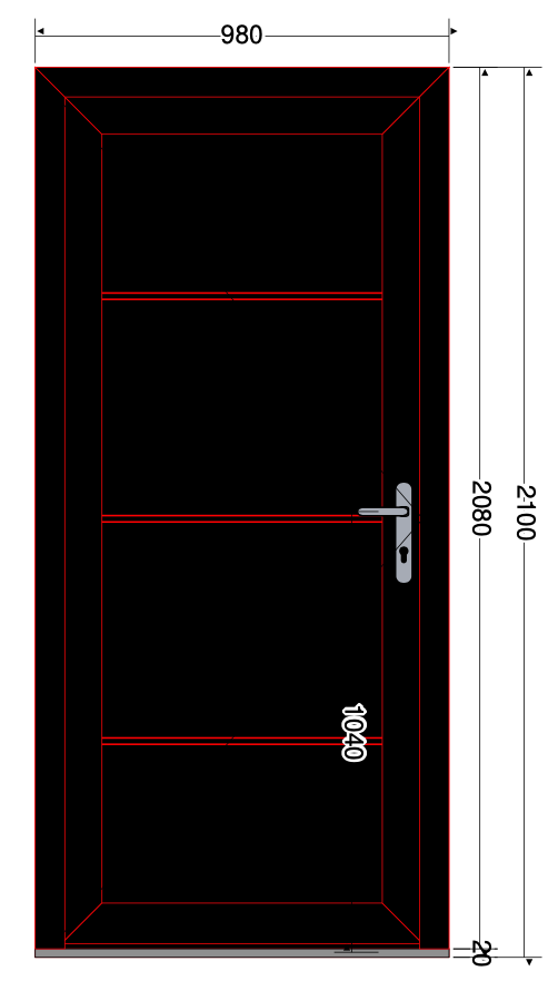 SIERDEUR ZWART INOX STREPEN - 980X2100