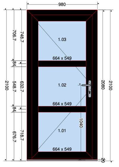 PORTA 1/2 PANNELLO NERO - 980X2100 MM