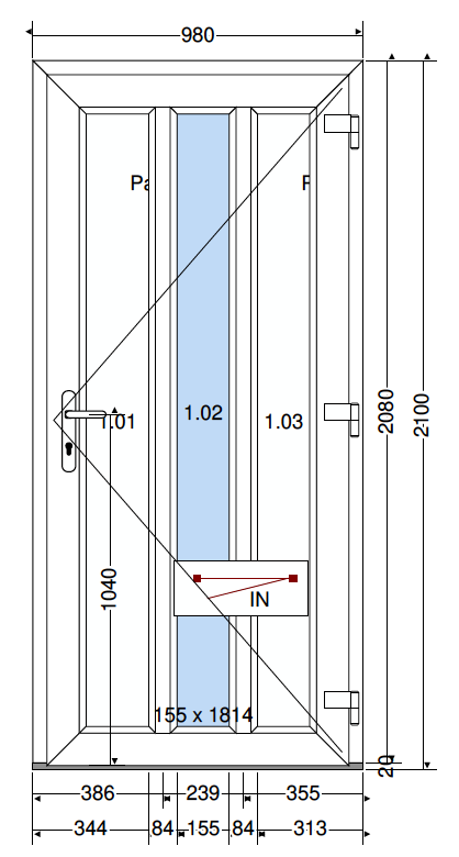 VETRO PORTA ANTRACITE - 980X2100 MM