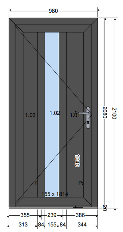 VETRO PORTA ANTRACITE - 980X2100 MM