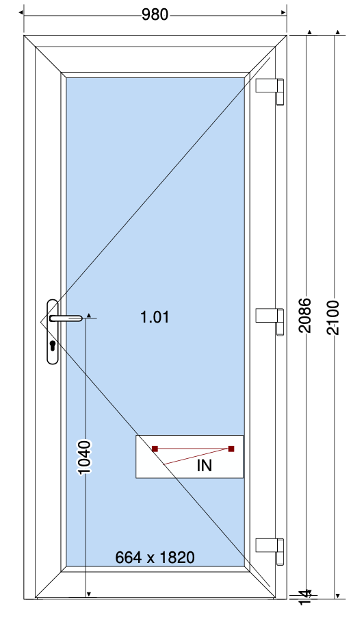 DEUR GLAS ANTRACIET - 980X2100 MM