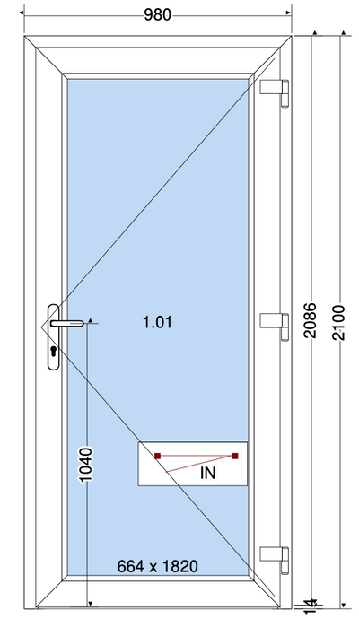 VETRO PORTA ANTRACITE - 980X2100 MM