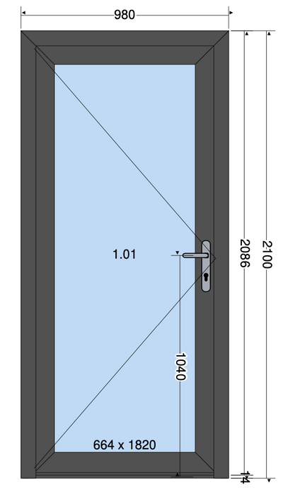 VETRO PORTA ANTRACITE - 980X2100 MM