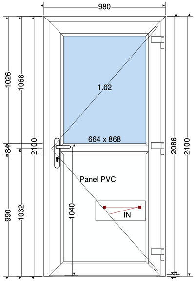 Porta 1/2 pannello bianco - 980x2100 mm