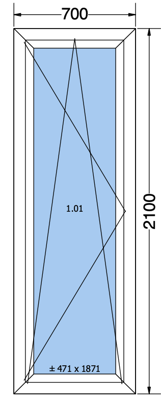 Draai/kiepraam wit - 700x2100 MM