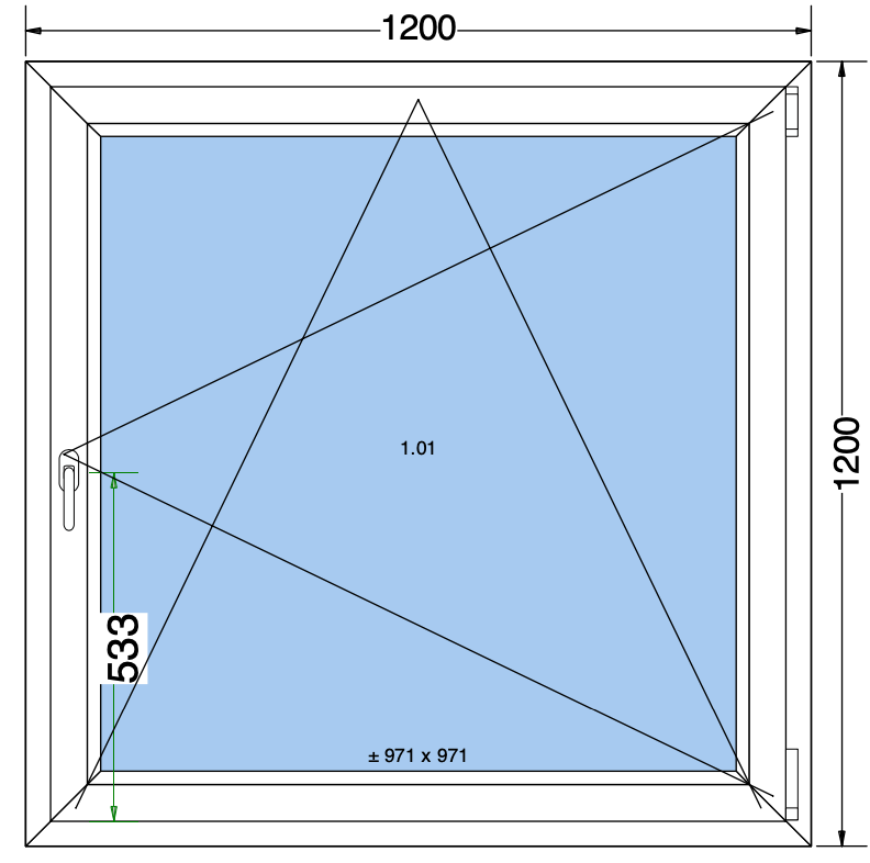 Finestra Anta/Anta Antracite - 1200x1200 MM