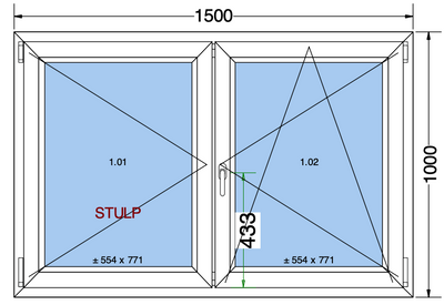 Finestra ad anta/ribalta a 2 ante grigio antracite - 1500x1000 mm