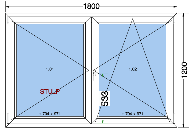 Draai/kiepraam met 2 vleugels antracietgrijs - 1800x1200 mm