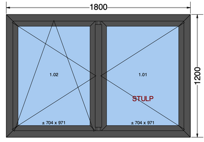 Finestra ad anta/ribalta a 2 ante grigio antracite - 1800x1200 mm