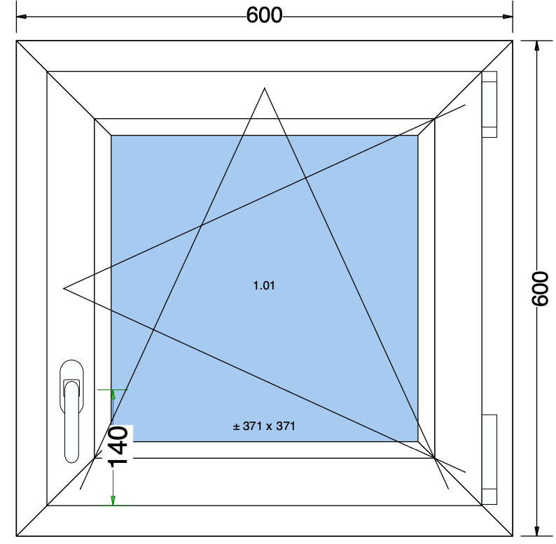 Finestra ad anta/ribalta grigio antracite - 600x600 MM