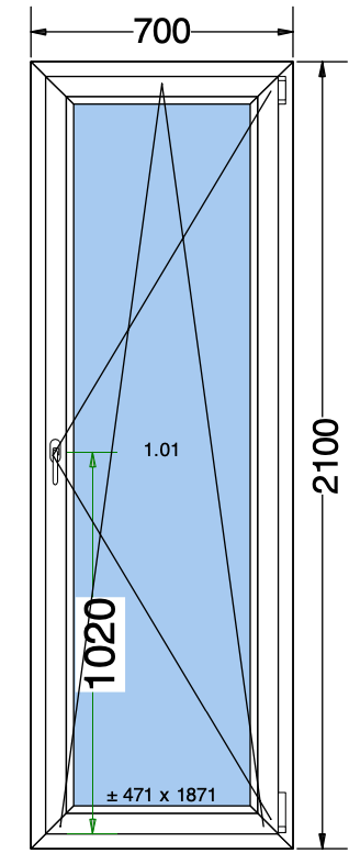 Draai/kiepraam antraciet - 700x2100 MM