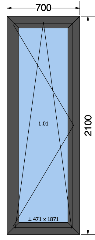 Draai/kiepraam antraciet - 700x2100 MM