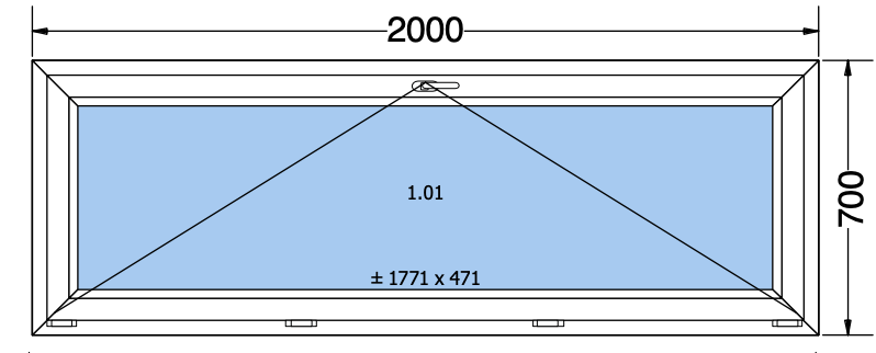 Finestra a ribalta - grigio antracite 2000x700 mm