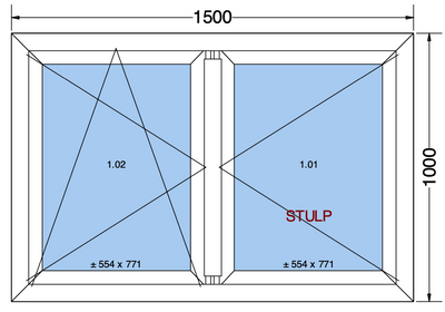 Finestra ad anta/ribalta a 2 ante bianca - 1500x1000 mm