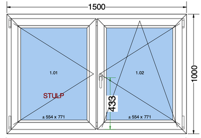 Finestra ad anta/ribalta a 2 ante bianca - 1500x1000 mm