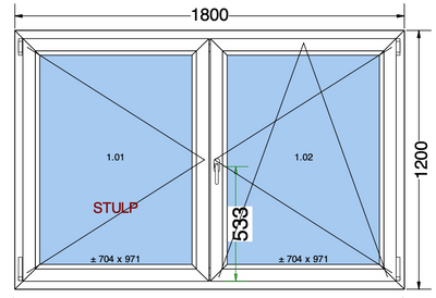 Finestra ad anta/ribalta a 2 ante bianca - 1800x1200 mm