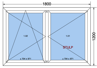 Finestra ad anta/ribalta a 2 ante bianca - 1800x1200 mm