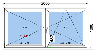 Finestra ad anta/ribalta a 2 ante bianca - 2000x1000 mm