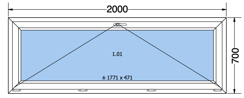 Finestra a ribalta bianca - 2000x700 mm