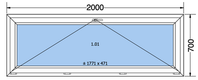 Finestra a ribalta bianca - 2000x700 mm