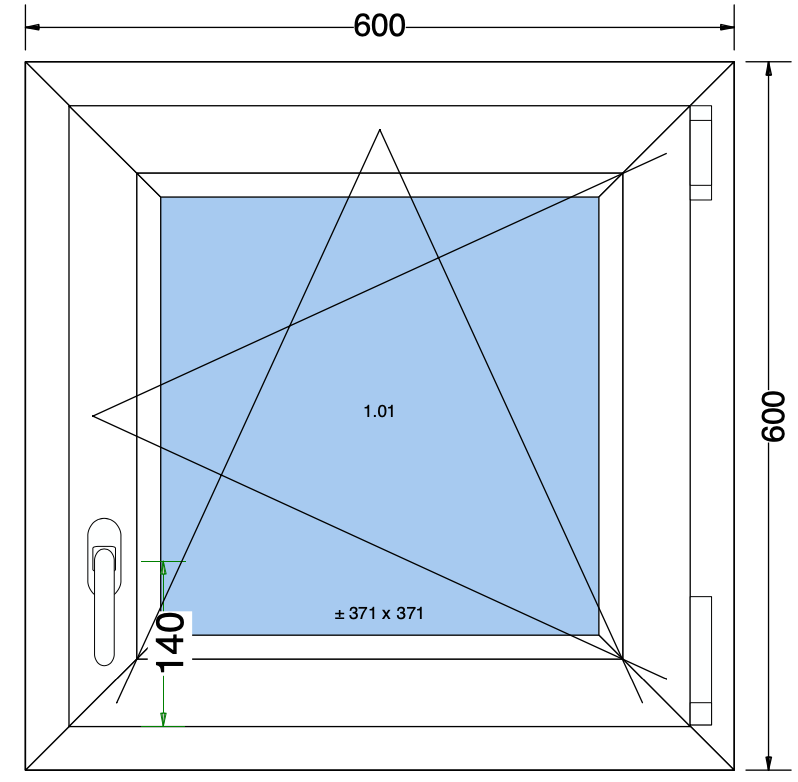 Draai/kiepraam wit - 600x600 MM