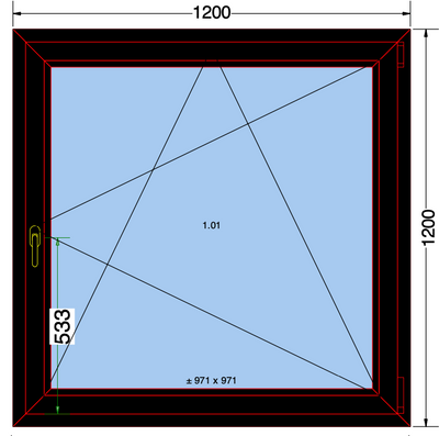 Finestra a ribalta/ribalta nera - 1200x1200mm