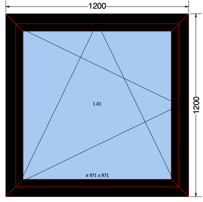 Finestra a ribalta/ribalta nera - 1200x1200mm