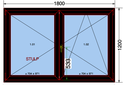 Finestra ad anta/ribalta a 2 ante nera 1800x1200 mm