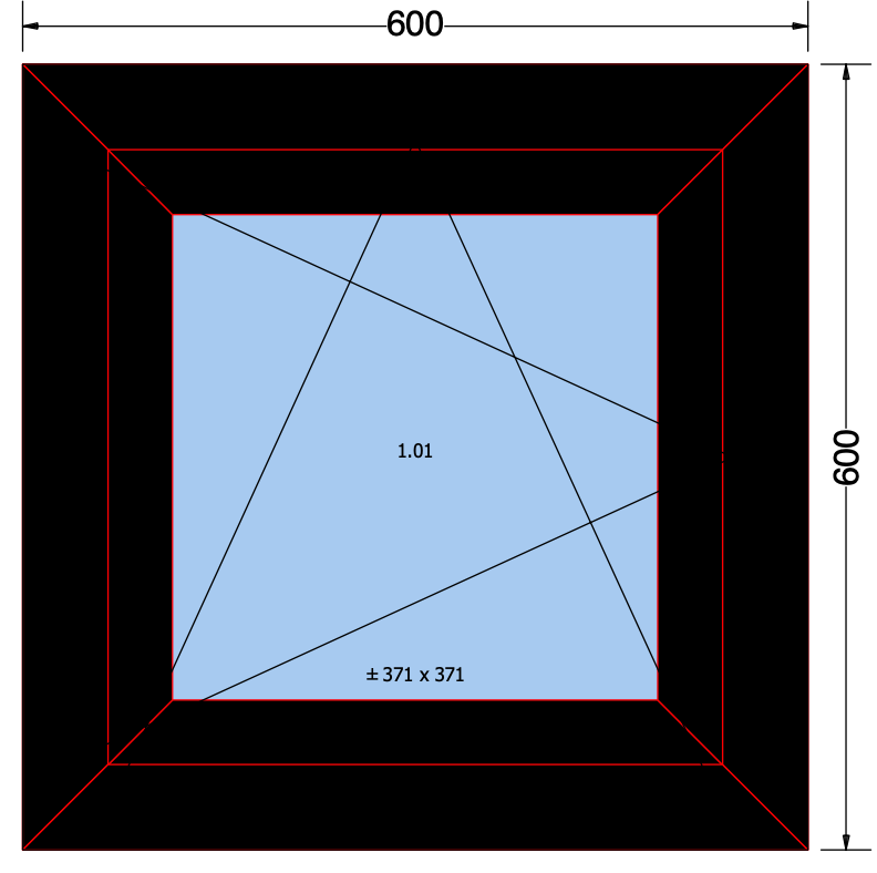 Draai/kiepraam zwart - 600x600mm