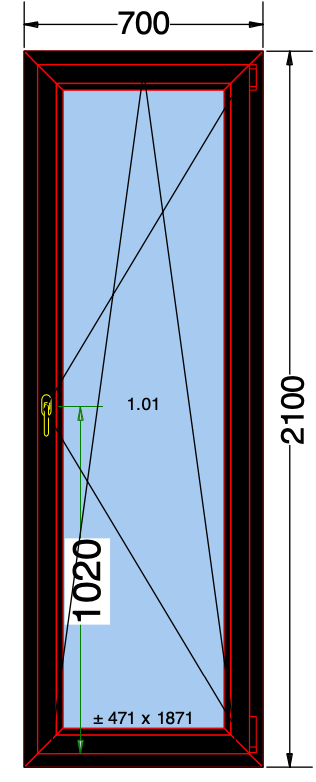 Draai/kiepraam zwart - 700x2100mm