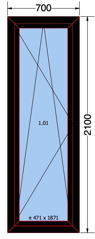 Draai/kiepraam zwart - 700x2100mm