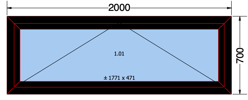 Kiep raam zwart - 2000x700 mm