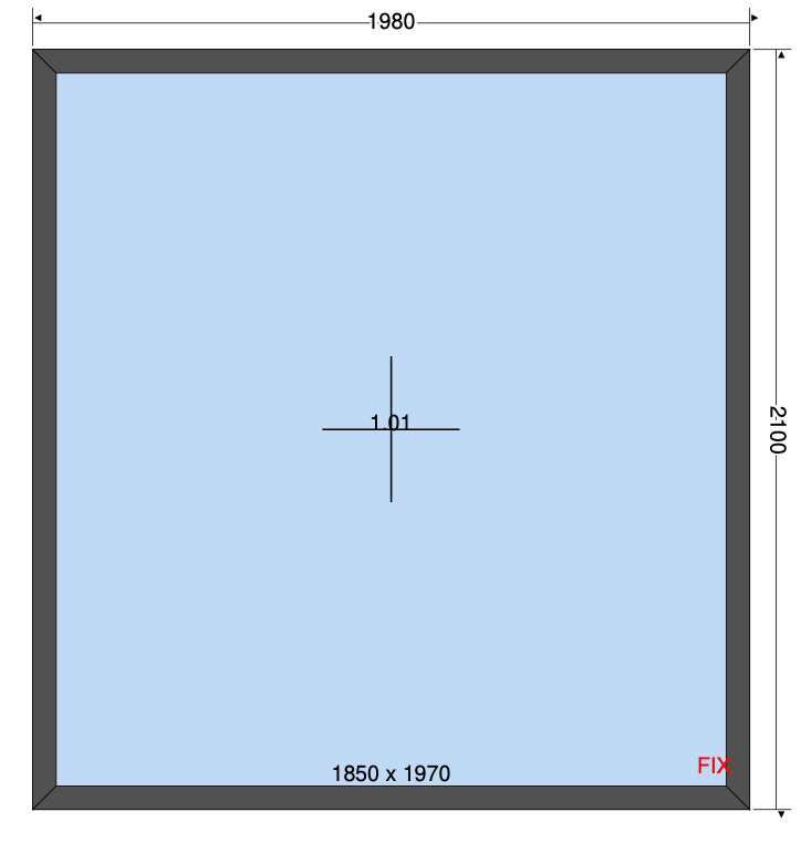 Vast raam antracietgrijs - 1980x2100 mm