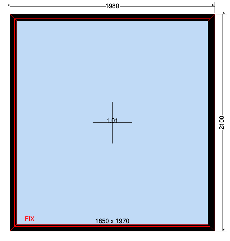 Finestra fissa nera - 1980x2100 mm