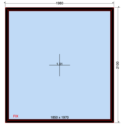 Vast raam zwart - 1980x2100 mm