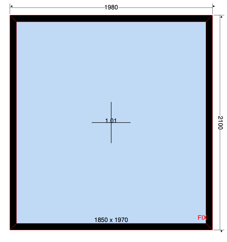 Finestra fissa nera - 1980x2100 mm