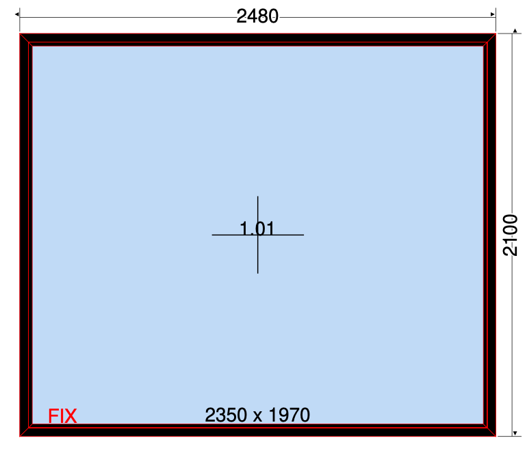 Finestra fissa nera - 2480x2100 mm